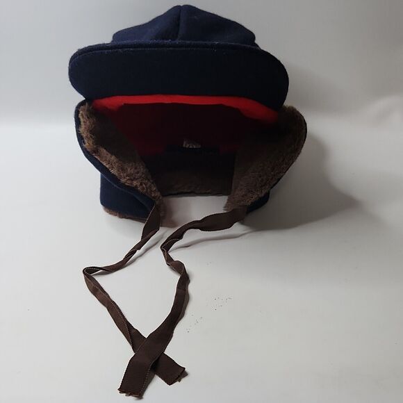 Vintage Trapper Hat Attack New York USA Union Label Retro Navy Wool Fleece Lined - Picture 13 of 13